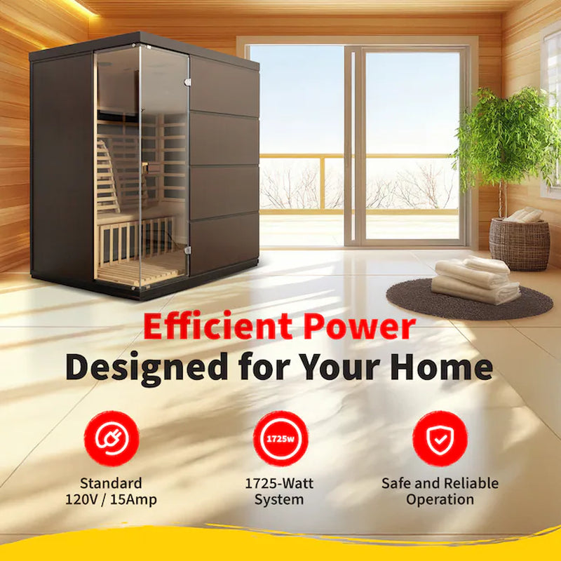 75-In H X 59-In W X 41.3-In D Hemlock Fir Wood Infrared Sauna